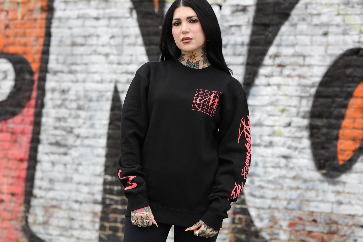 With Sympathy Grid Crewneck Sweatshirt (Black)