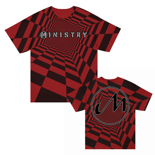 Ministry Checkered All Over Print T-Shirt (Black/Red)