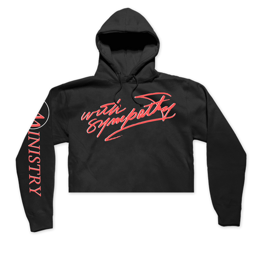 With Sympathy Text Crop Top Sweatshirt (Black)