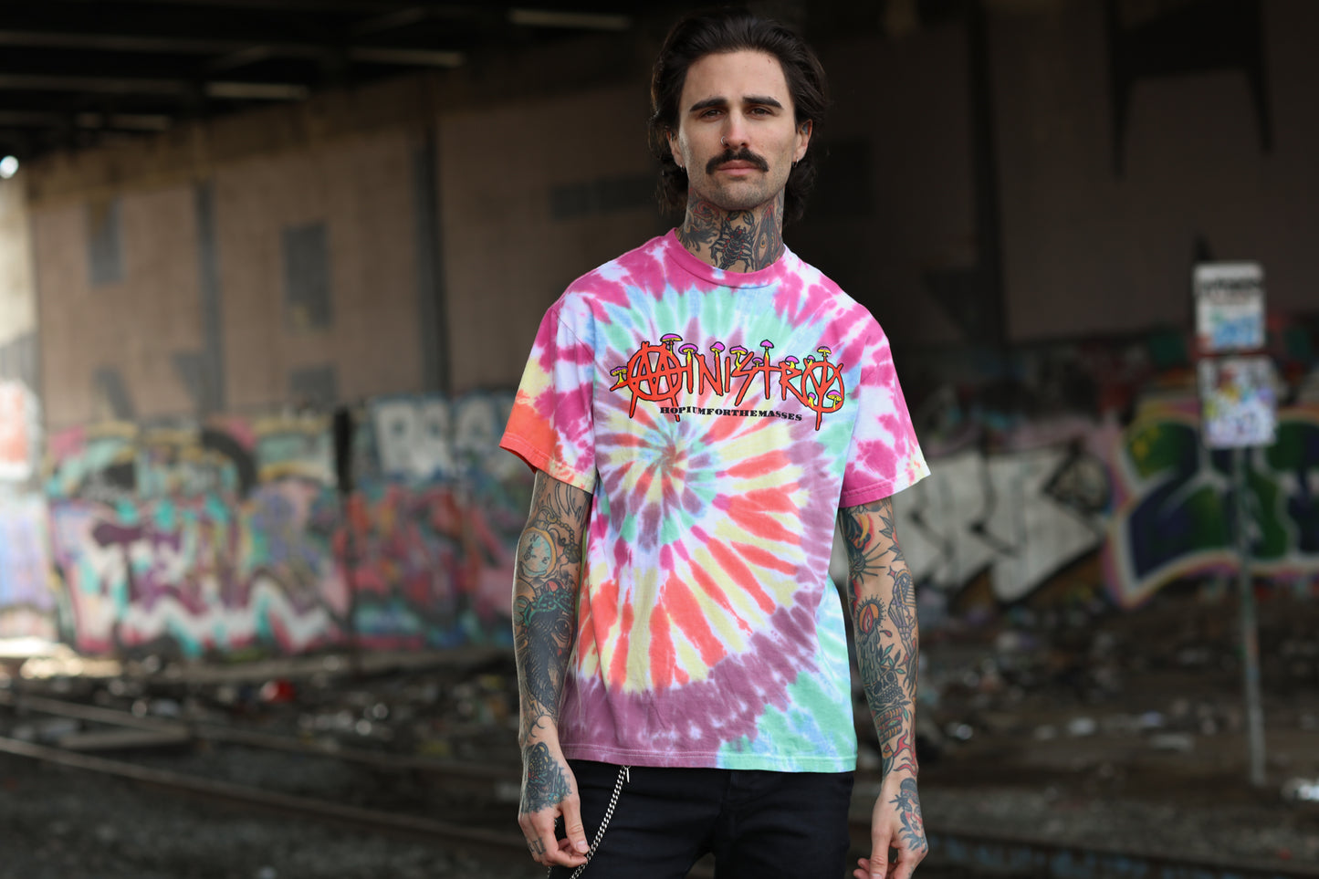 Hopium Mushroom Logo T-Shirt (Rainbow Dye)