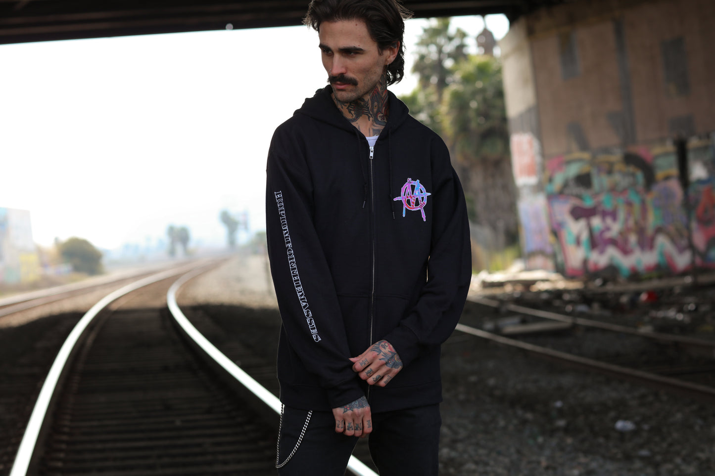 Hopium Mushroom Zip Up Hoodie (Black)