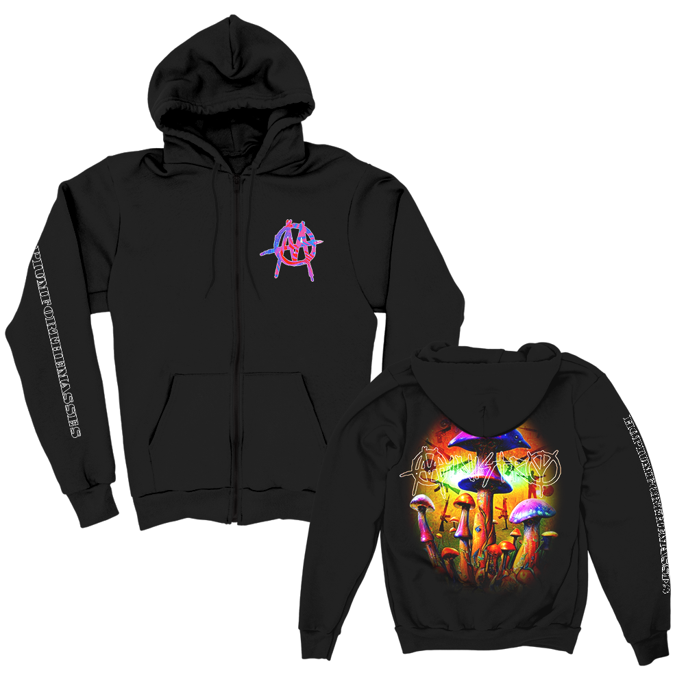 Hopium Mushroom Zip Up Hoodie (Black)