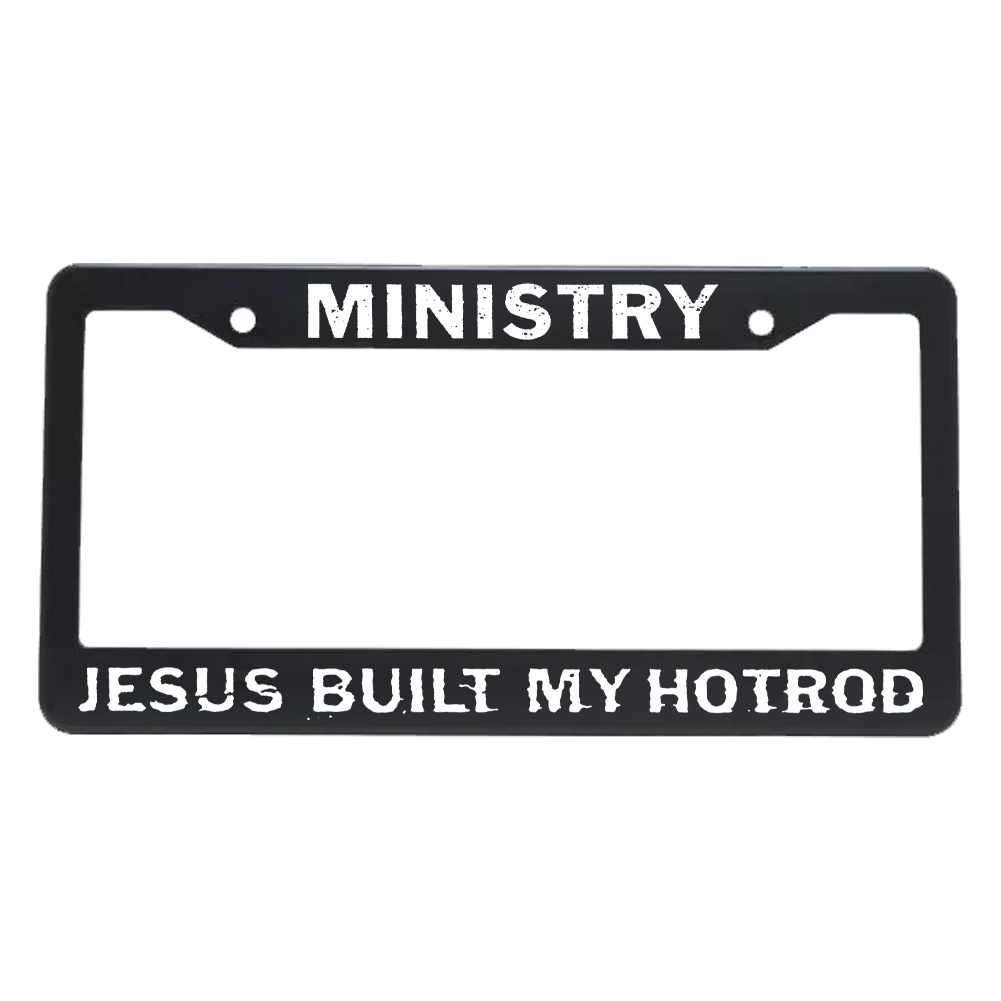 Jesus Built My Hotrod License Plate Frame (Black)