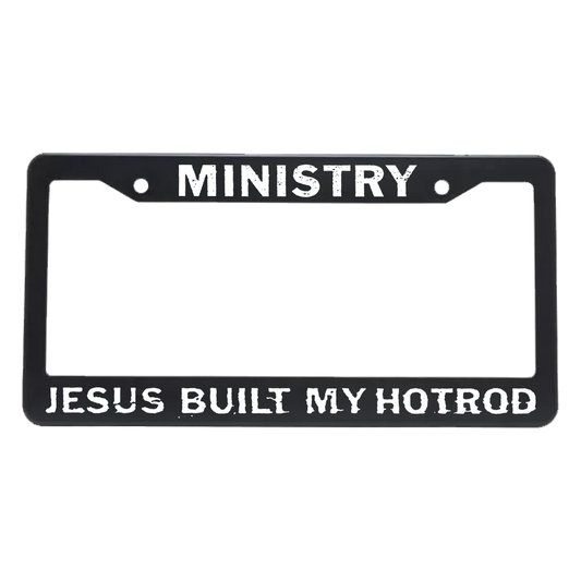 Jesus Built My Hotrod License Plate Frame (Black)